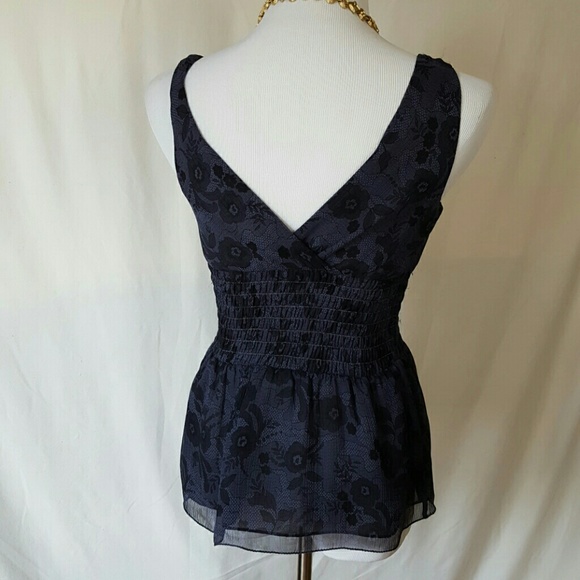 Express black plum silk floral lace top - Picture 5 of 8